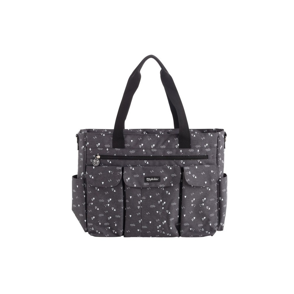 Bolso Gemelar Denim Triangles Marengo con cambiador de Pirulos